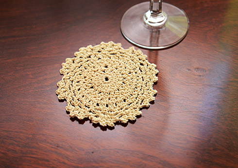 Crochet Round Doilies. 4" Round. Wheat color. ( 12 pcs. set)